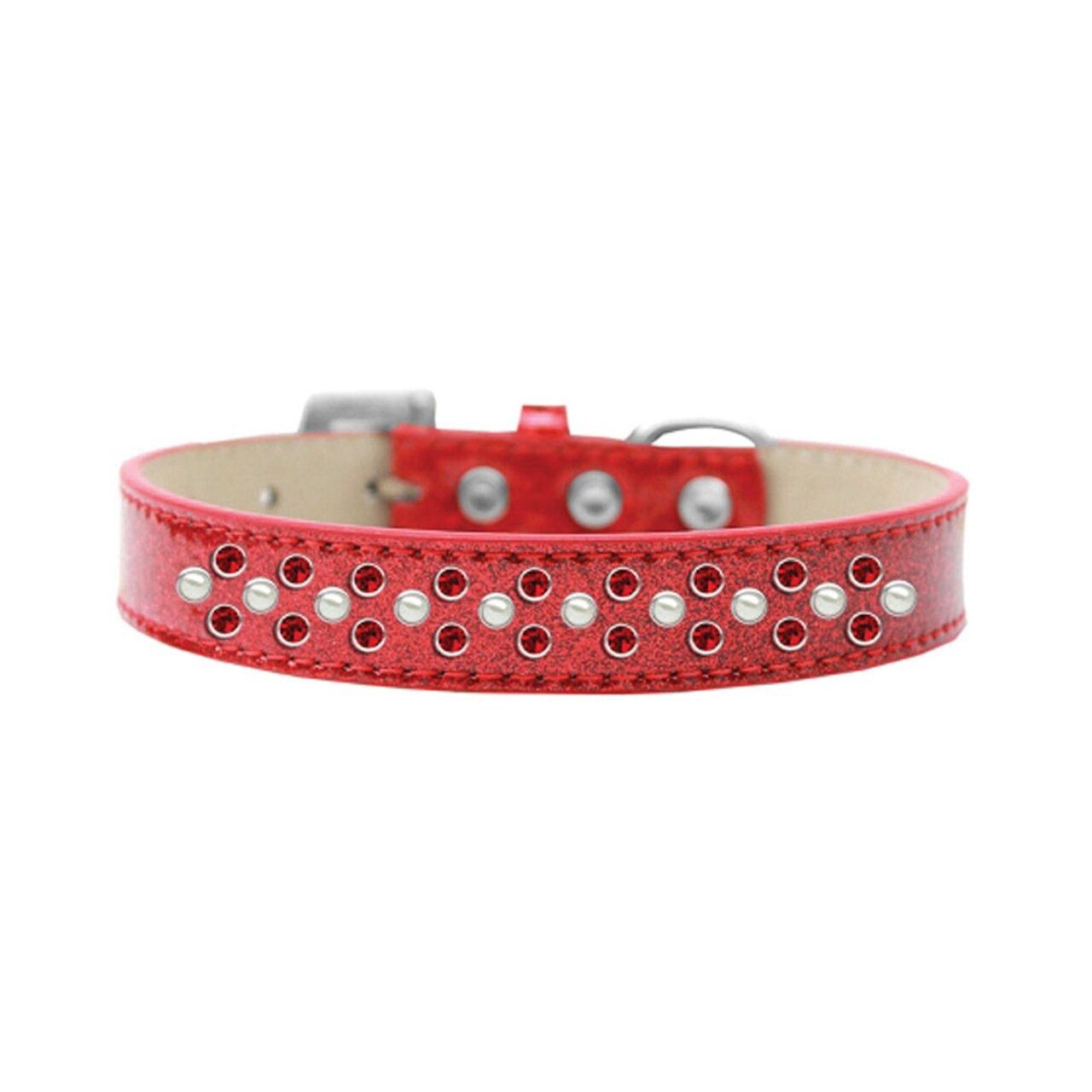 Mirage Pet Products Sprinkles Ice Cream Dog Collar Pearl and Red Crystals Size 14 - Red